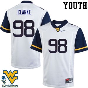 Youth West Virginia Mountaineers NCAA #98 Will Clarke White Authentic Nike Stitched College Football Jersey JF15G35JD